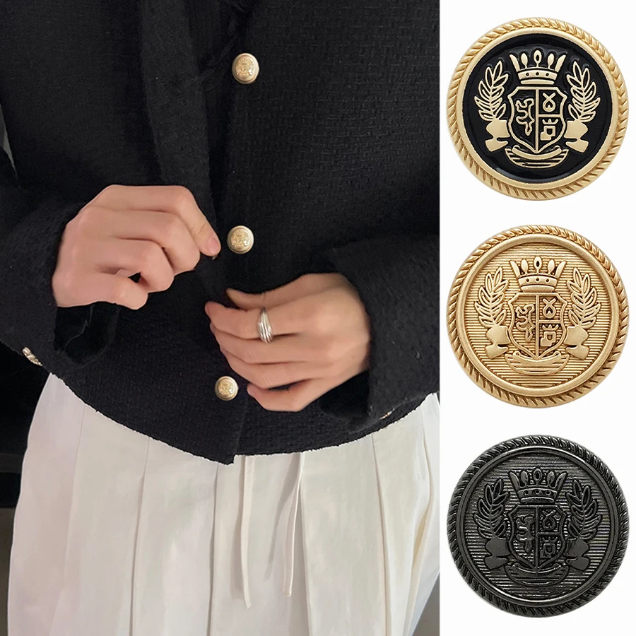 10pcs British College Style Suit Buttons Crown Pattern Golden Coat Jacket Buttons Sewing Accessories Handmade DIY Shirt Buttons