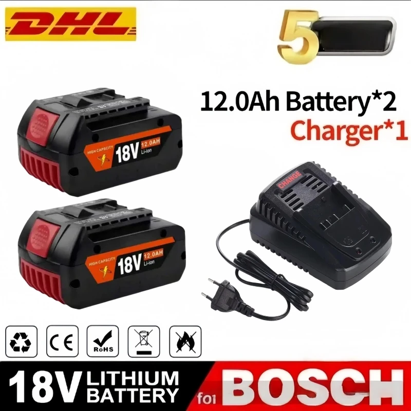 

18V 6,0/10.0Ah replacement battery for Bosch 18 V professional system tools, for BAT 618 GBA 18 V 80 18650 cell high capacity