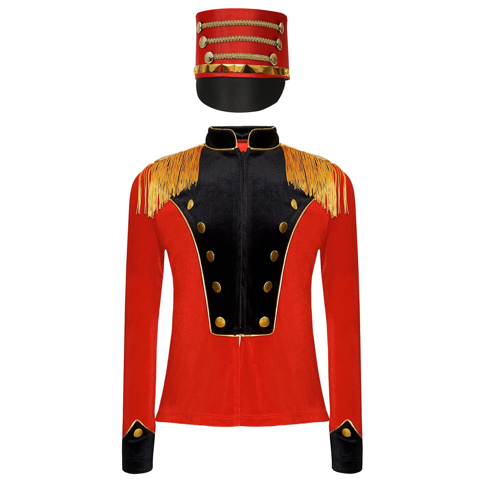 Uniforme de baterista para niños y niñas, disfraz de maestro de ceremonias de circo, disfraz de mago con flecos de Halloween, vestido elegante, conjunto de chaqueta Majorette de tambor