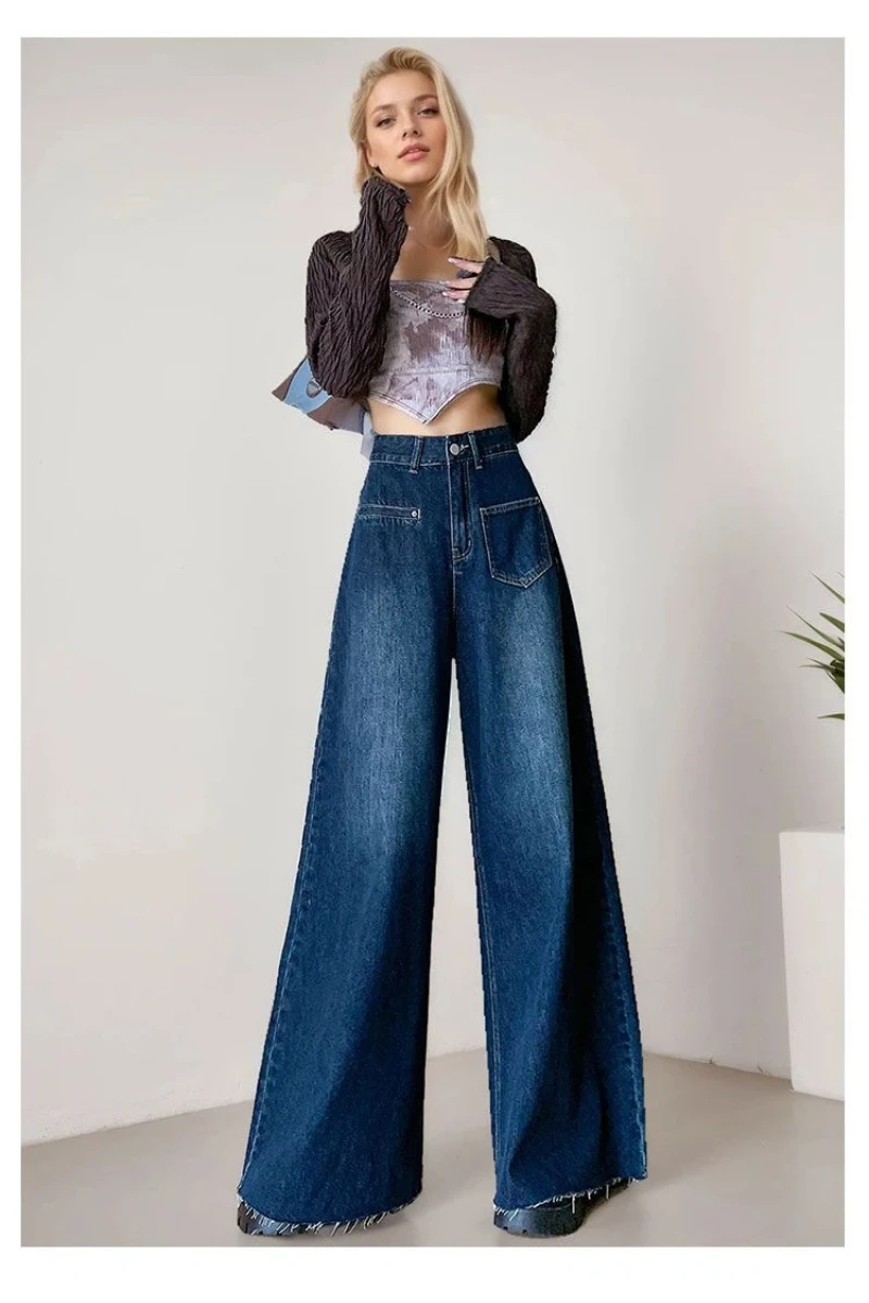 

Y2k Jeans For Woman High Waist Wide Leg Loose Straight Long Trousers Autumn Winter Spring High Street American Style Petite Lazy