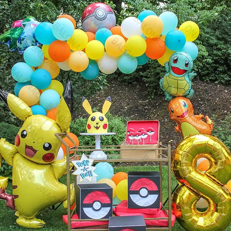 48pcs Pokemon Balloons Party Decoration Supplies Squirtle Bulbasaur Birthday Party Baby Shower Balloon Decor Supplies Toys