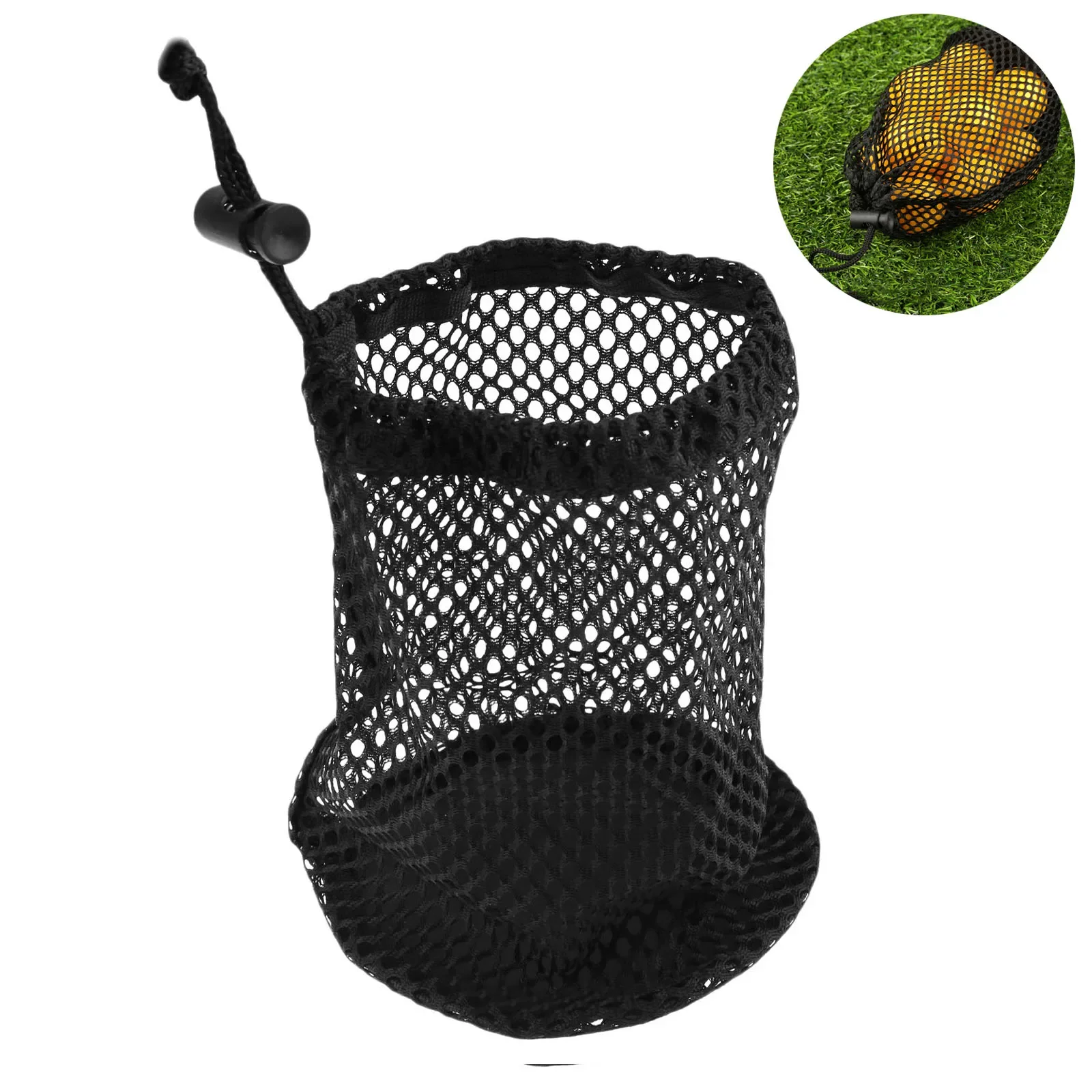 New Black Golf Balls Mesh Bag Durable Nylon Mesh Net Bag Pouch Golf Tennis 12-16 Balls Holder Storage Closure Golf Training Aids