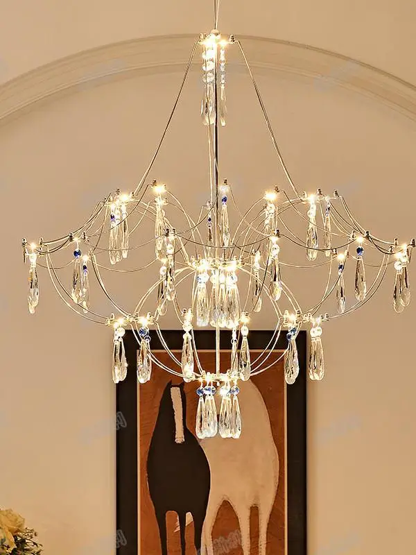 French Italian Light Luxury Crystal Living Room Chandelier Dining Room Master Bedroom Decoration Dressing Room Lighting Lamps