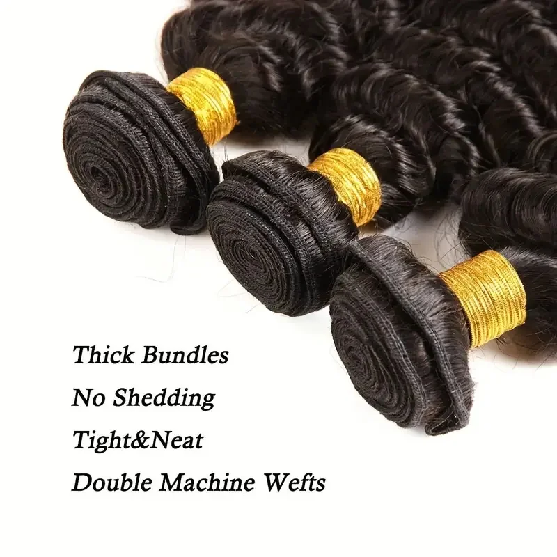 Loose Deep Wave Bundles Human Hair Brazilian Weaving Natural Black 1/3 Bundles Deal Virgin Hair 28 30 32 Inch Raw Hair