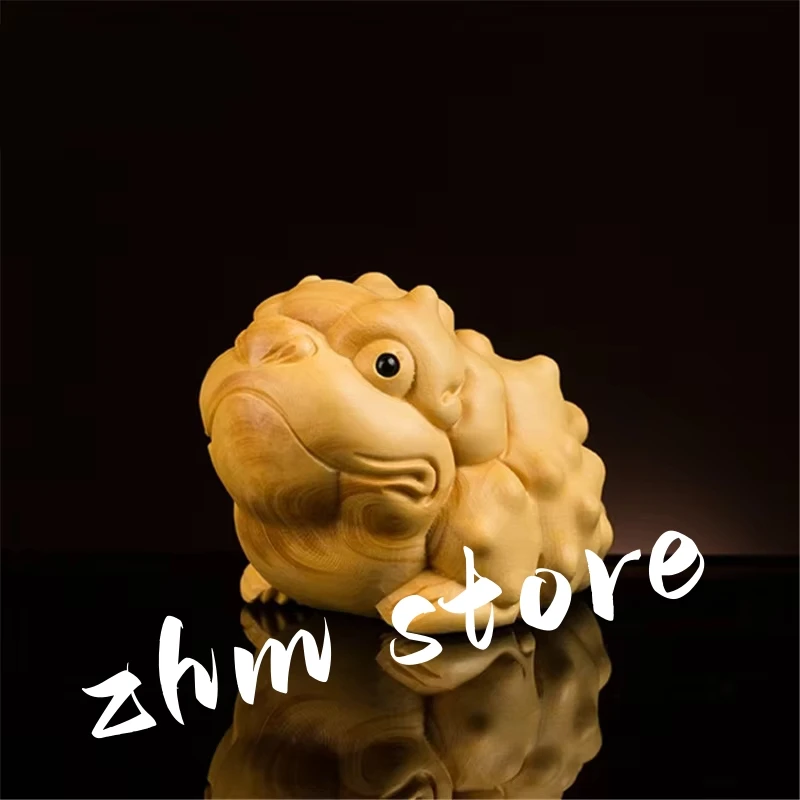 

New Cute Three Feet Lifelike Vivid Gold Toad Handmade Exquisite Carving Chinese Good Wealth Mascot Handle Pieces Pocket Crafts