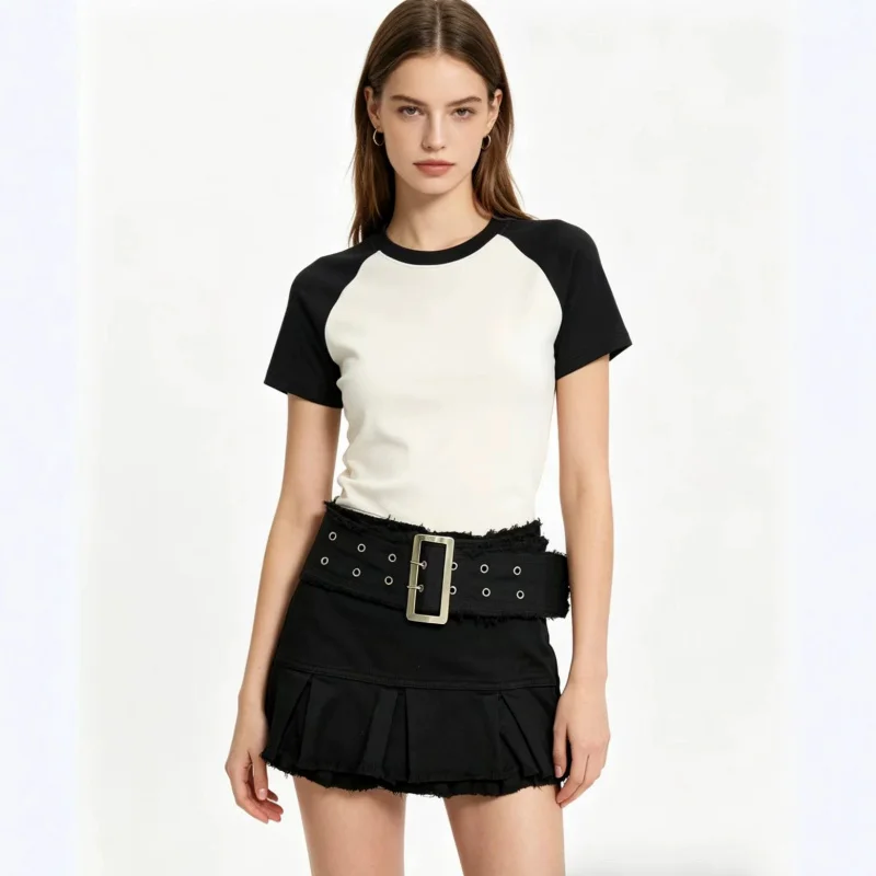 

European And American Style Pleated Skirt, Slimming New Mini Skirt, Hot Girl Denim Skirt