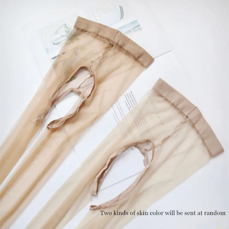 DOIAESKV 2 زوج/وحدة 0D جوارب طويلة شفافة Crotchless مثير لامعة خرطوم الجوارب النساء مفتوحة المنشعب الظهر تخزين مثير النساء الجوارب