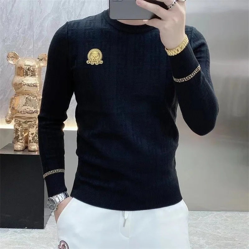 New Men\'s Crew Neck Sweatshirts Solid Color Large Sweatwear Spring Outdoor Jogging Tops Pullover Sweater for Men