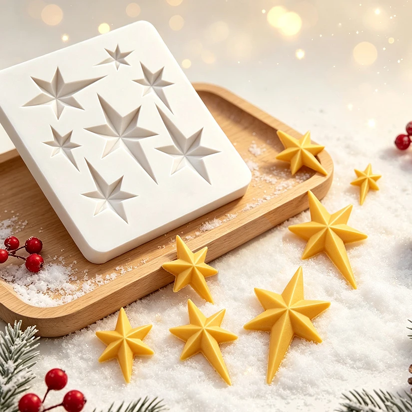 Weihnachtsstern-Silikonform für Zuckerguss, Harz, Cupcake-Backen, Fondant und Kuchendekoration. – Detail 2