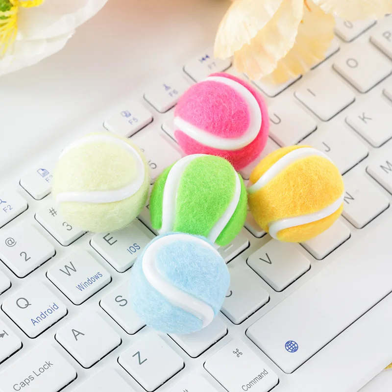 Mini Tennis Ball Pendant Bag Keychain Dollhouse Hand Diy Sports Equipment Miniatures Doll Accessories Decoration 10pc/lot