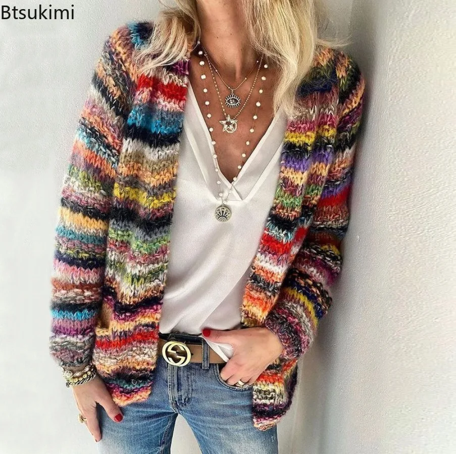 

Sweater Knitted Cardigan Thin Loose Jacket for Women 2025 Korean Casual Crop Clothes Elegant Female Autumn Clothing Fashion Top