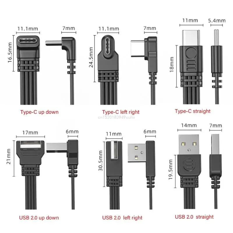 USB2.0 Power Cable Different Length Type C Charging Cord Wire for Tablets Phones Support 480Mbps Data Transmission