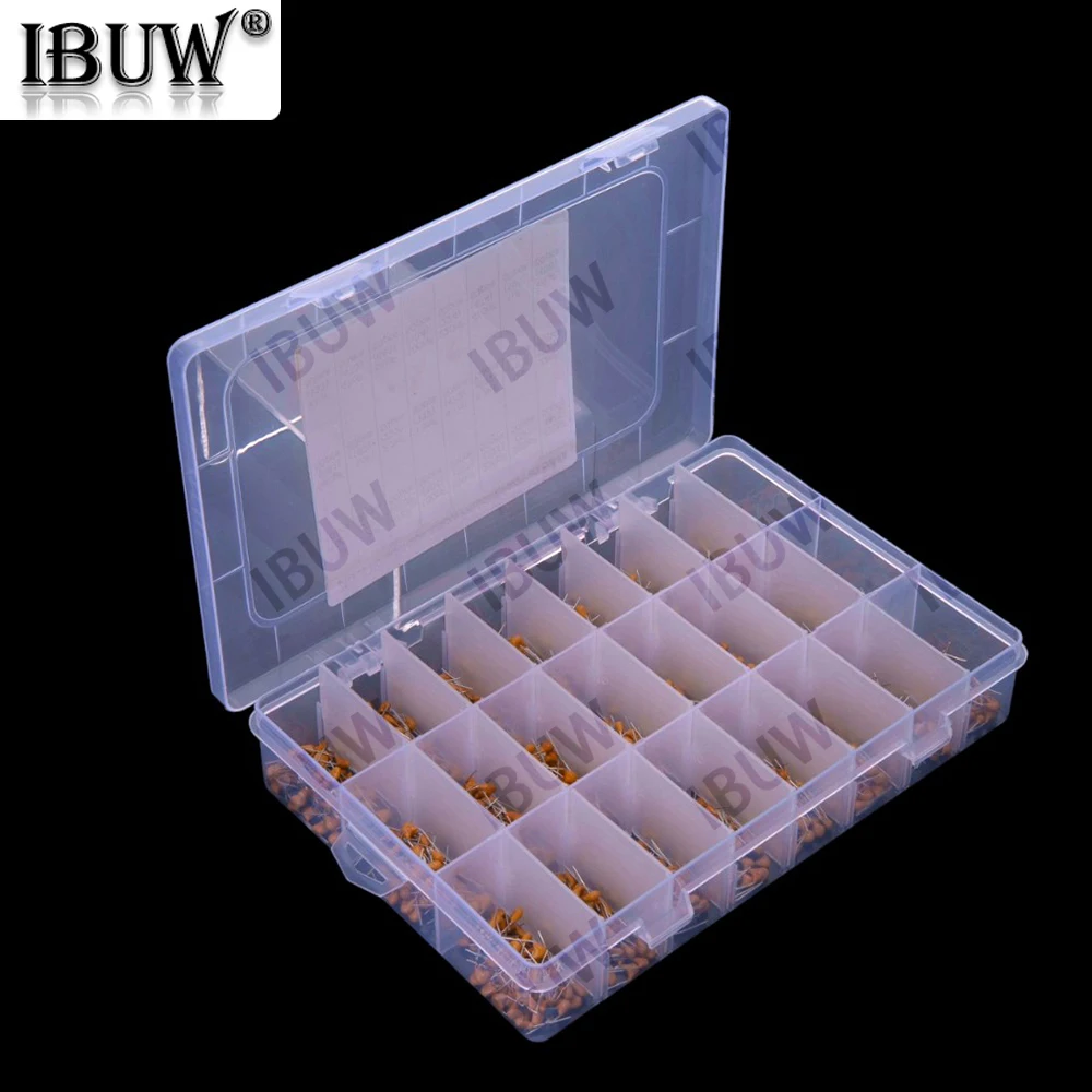24Values 33NF 47NF 68NF 100NF 150PF 220PF ​​1200PCS Each 50PCS Monolithic Capacitor Set 10PF-10UF Through-hole 104 105 106