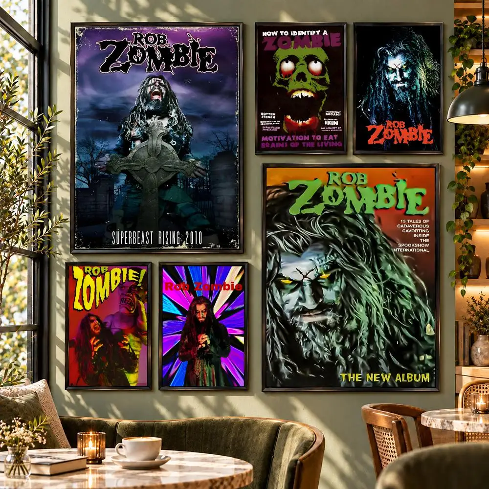 Music Horror Metal Rob Zombie Classic Poster HD Self Adhesive Wall Decor for Bedroom Dorm Room Office Gaming Room Gift