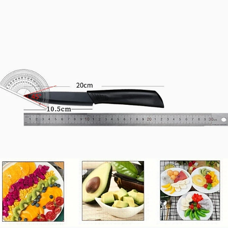 Kitchen Knife 1/3/5 Kitchen Knife Set 4-inch stainless steel fruit knife with sheath Black fixed blade plastic handle knife view 6