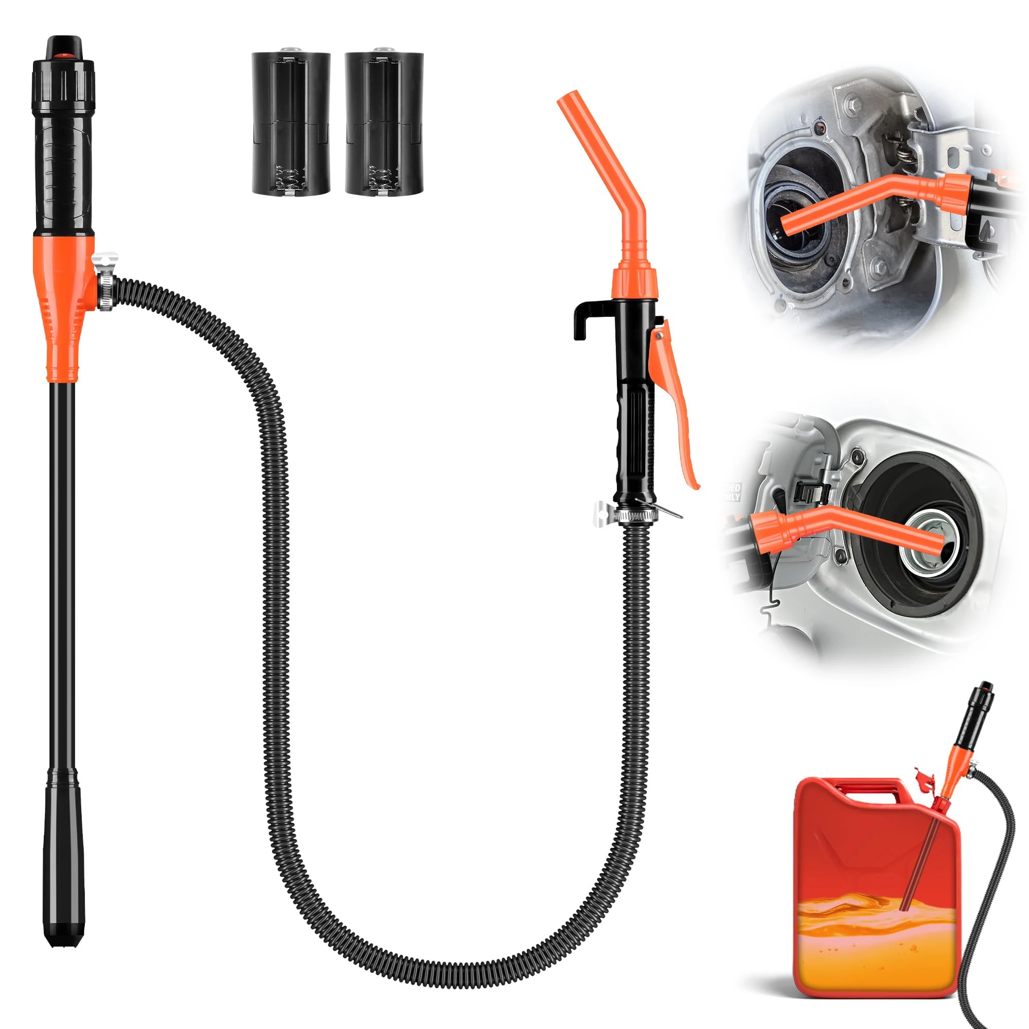 Elektrische Kraftstoff-Transferpumpe 3GPM Tragbarer Flüssigkeitssiphon mit Einstellbarer Durchflussregelungsdüse für Auto und Wohnmobil Leichtgewichtig Orange