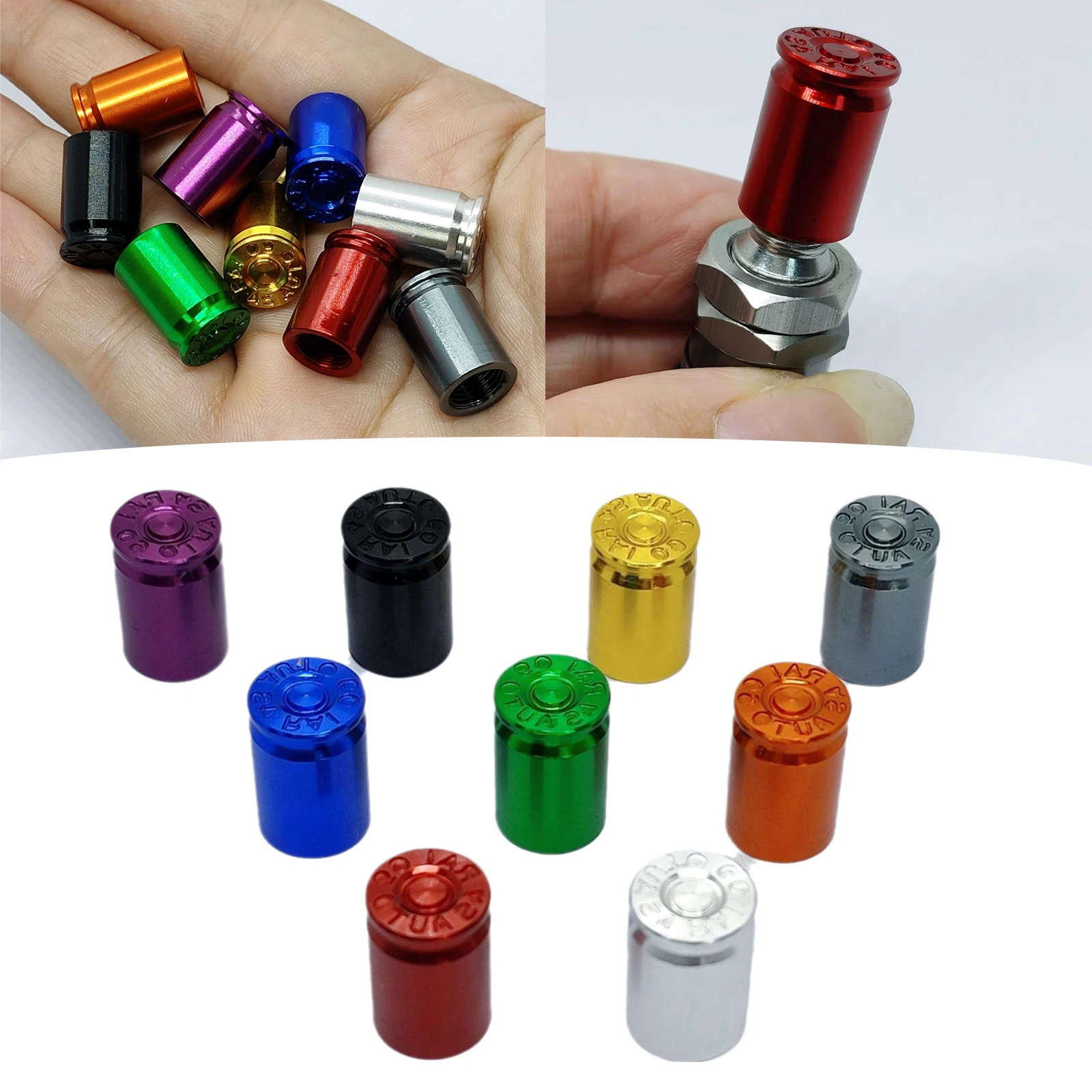 

4Pcs/Set Creative Color Aluminum Alloy Bullet-shaped Valve Cap Mouth Car Tire Valve Core Decorative Accessories