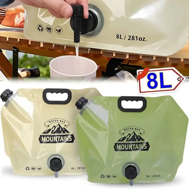 

8L Folding Camping Water Bag Portable Thickened Water Storage Bag Large Capacity for Travel Fishing Outdoor Activities