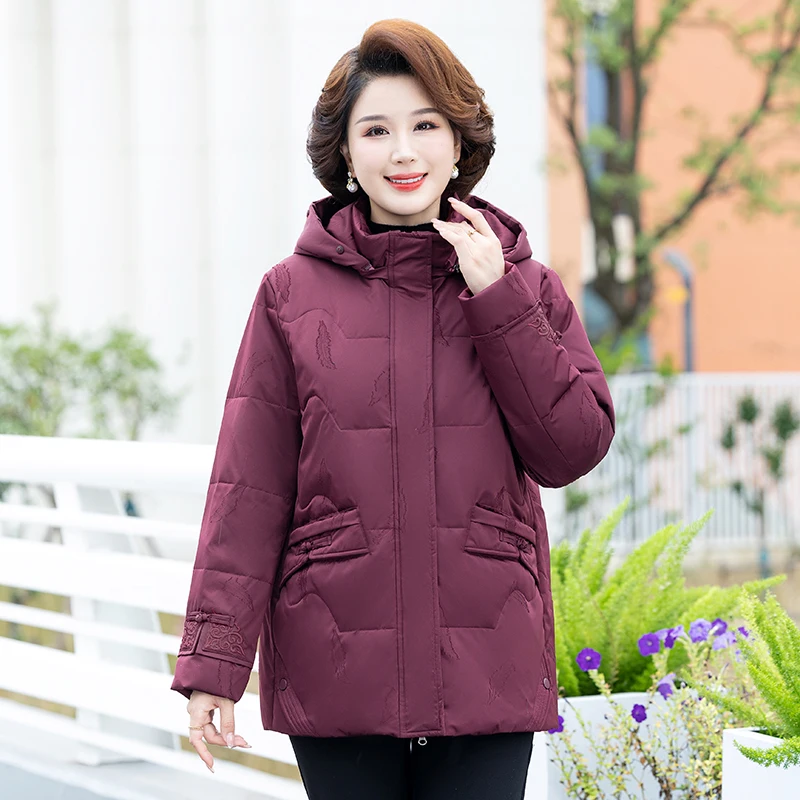 

New 2025 plus Size Women's down Jaet Thiened Middle-Length Du Feather Coat for Middle-Aged And ly People