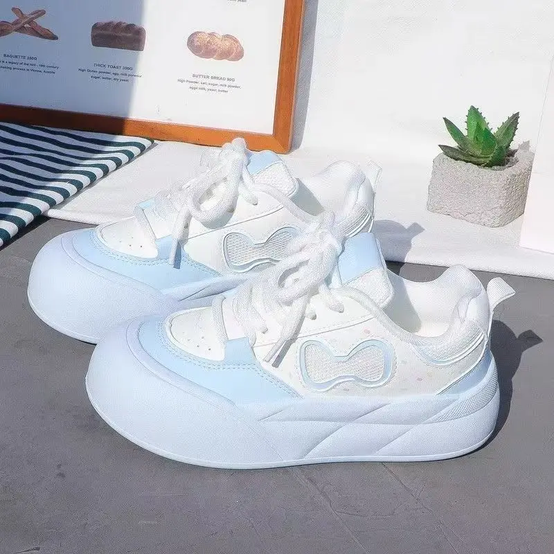 2026 Spring Autumn New Girls Mesh Breathable Thick Sole Platform Sneakers Versatile Student Skate Shoes