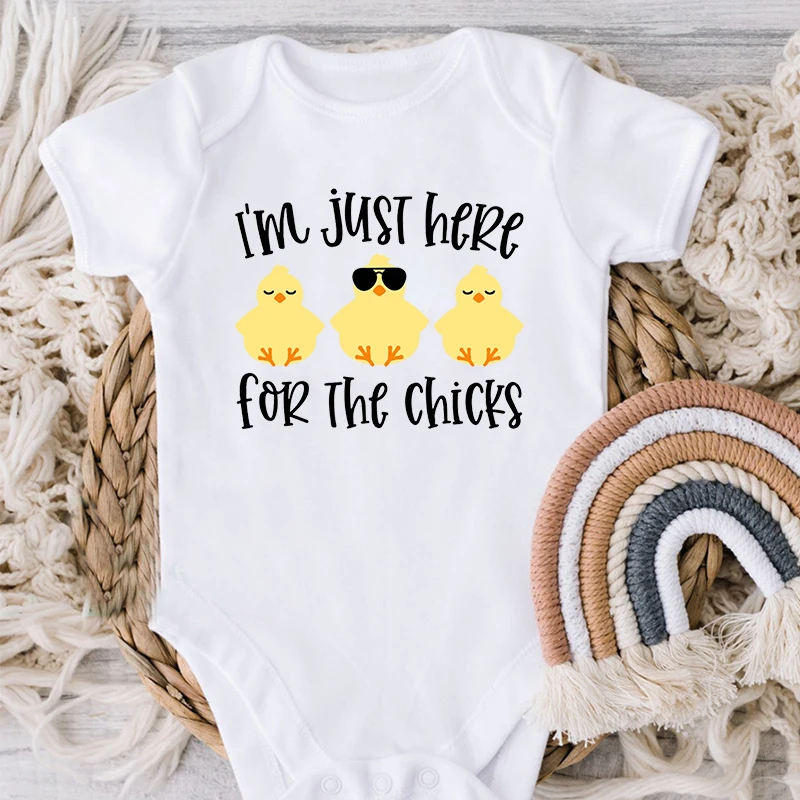 

I'm Just Here for The Chicks Shirt Funny Easter Newborn Clothes Boys Girls Easter Baby Romper Easter Day Gifts 0-6m L