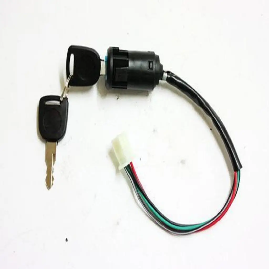 Motorcycle Ignition Switch Lock Key Set Black 4 Wire Key Switch Replacement for Motor ATV 50CC 110CC 125CC