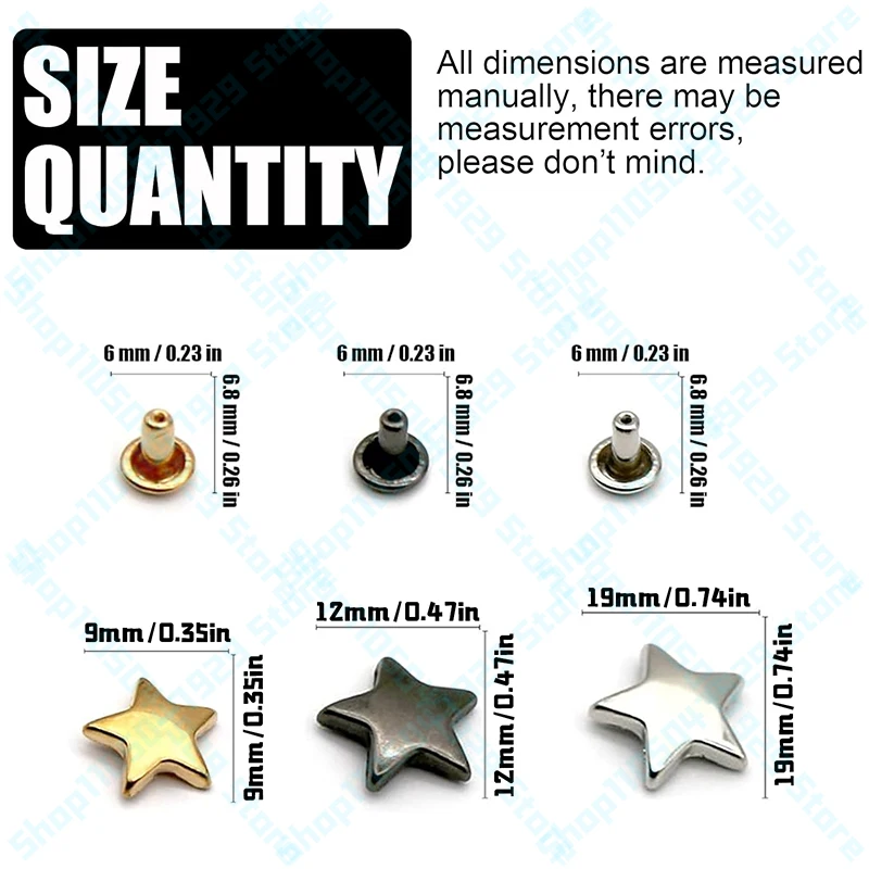 Star Rivets Five-pointed Nails Garment Leather Tacks Studs For Leather Craft Clothing Bags Belts Dog Collars Shoes Diy Rivet