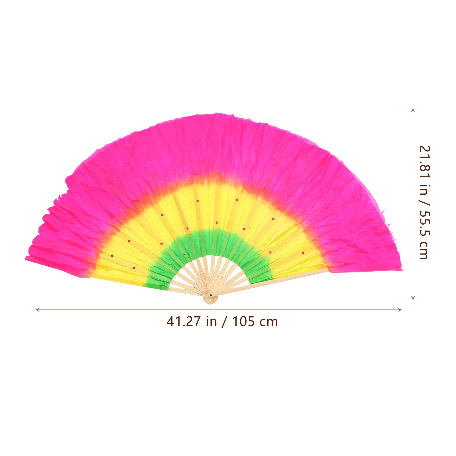Colorful Dance Fan Lightweight Wear-Resistant Bamboo Silk Folding Fan for Belly Square Yangko Dance Practice Worship Flags for