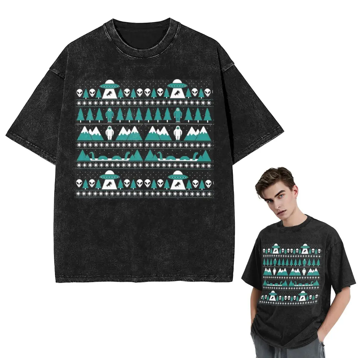 

Уличная одежда, футболки, паранормальный рождественский свитер, стираная футболка с короткими рукавами, футболка в стиле хип-хоп, топы, футболки для мужчин и женщин