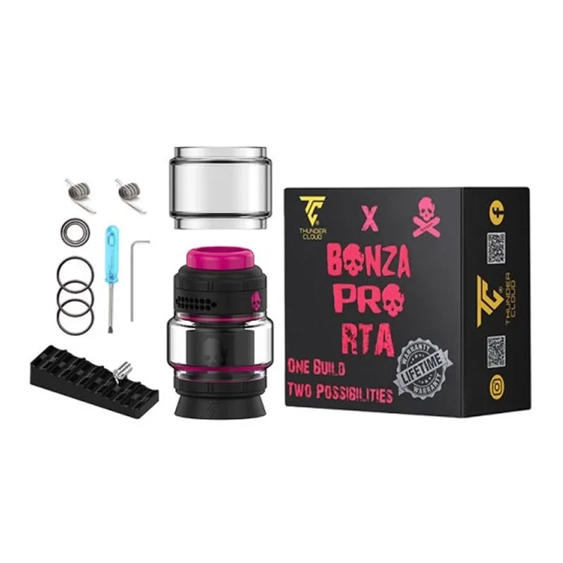 Atomizador de vapeo DIY Origina Thunder Cloud X Vaping Bogan Bonza Pro RTA, 26 mm de diámetro, tanque de vidrio de 4 ml/6 ml, llenado superior, rosca 510