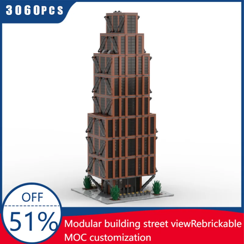 

3060 шт. MOC, креативный город, вид на улицу, изысканная модель небоскрепа, архитектурные строительные блоки, сделай сам, детские сборные кирпичи, игрушки, подарок