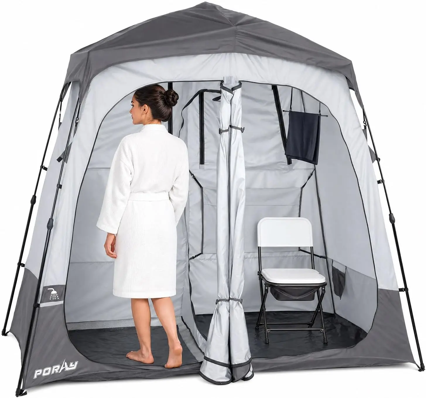 Camping Shower Tent Deluxe Changing Room Easy Set Up Privacy Shelter,Large Toilet Tent with Floor Drain Design for Beach