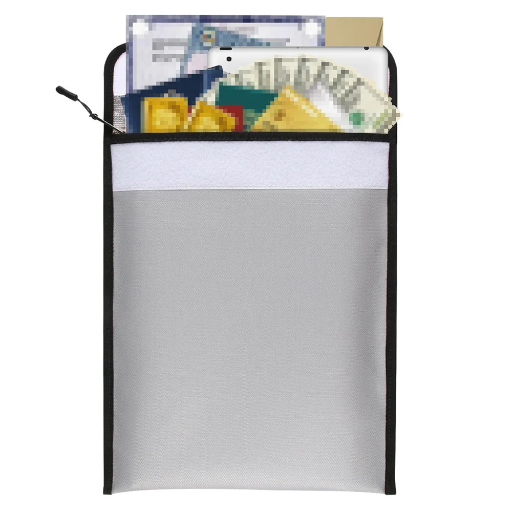 

1pc Fireproof File Bag 1000°C Heat Resistant Waterproof Document Pouch Explosion Proof Silicone Fiberglass Security File