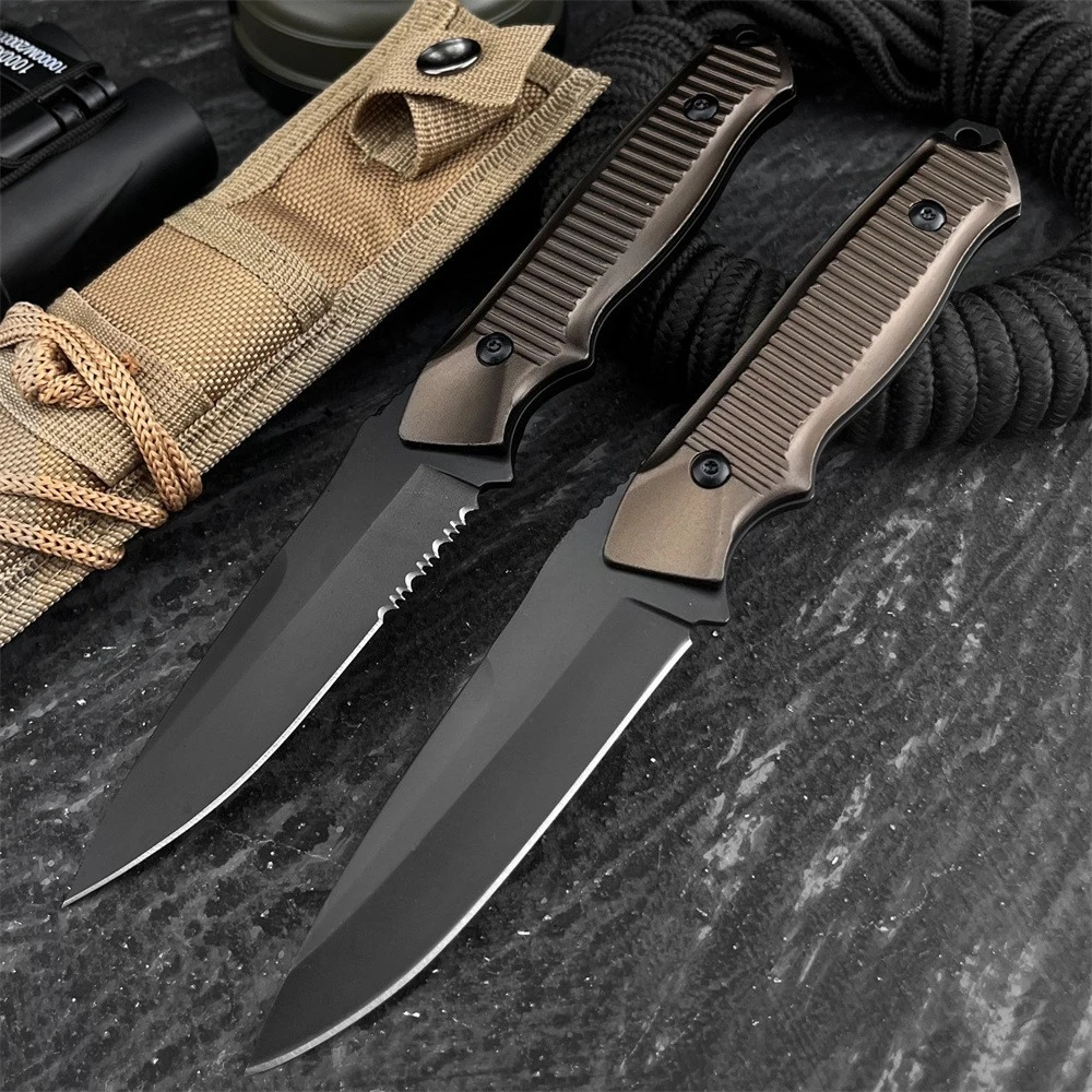 

140BK Нож с фиксированным лезвием EDC, защитная тактика для самообороны, боевые ножи для выживания на открытом воздухе, нескользящая ручка для пустыни с ножнами K