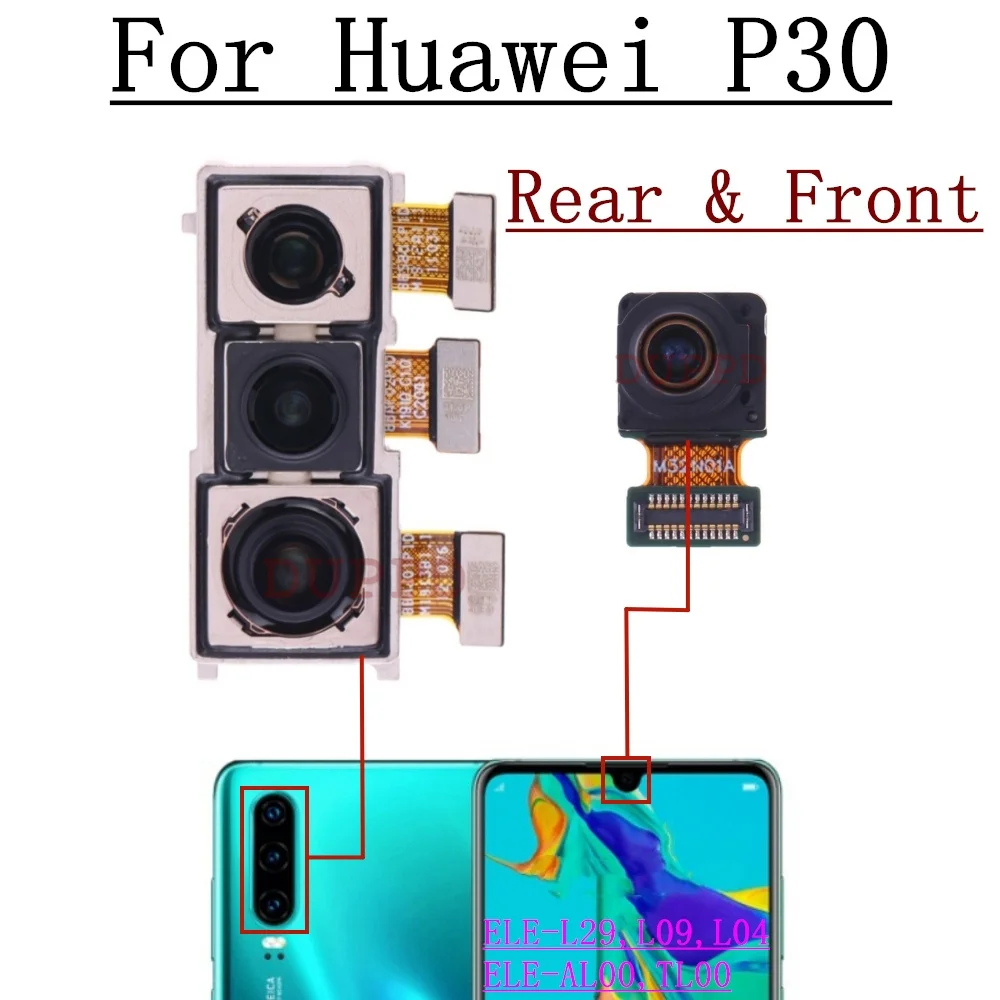 Original For Huawei P30 ELE-AL00 -TL00 Front Rear View Back Camera Frontal Main Facing Small Camera Module Flex Replacement Part