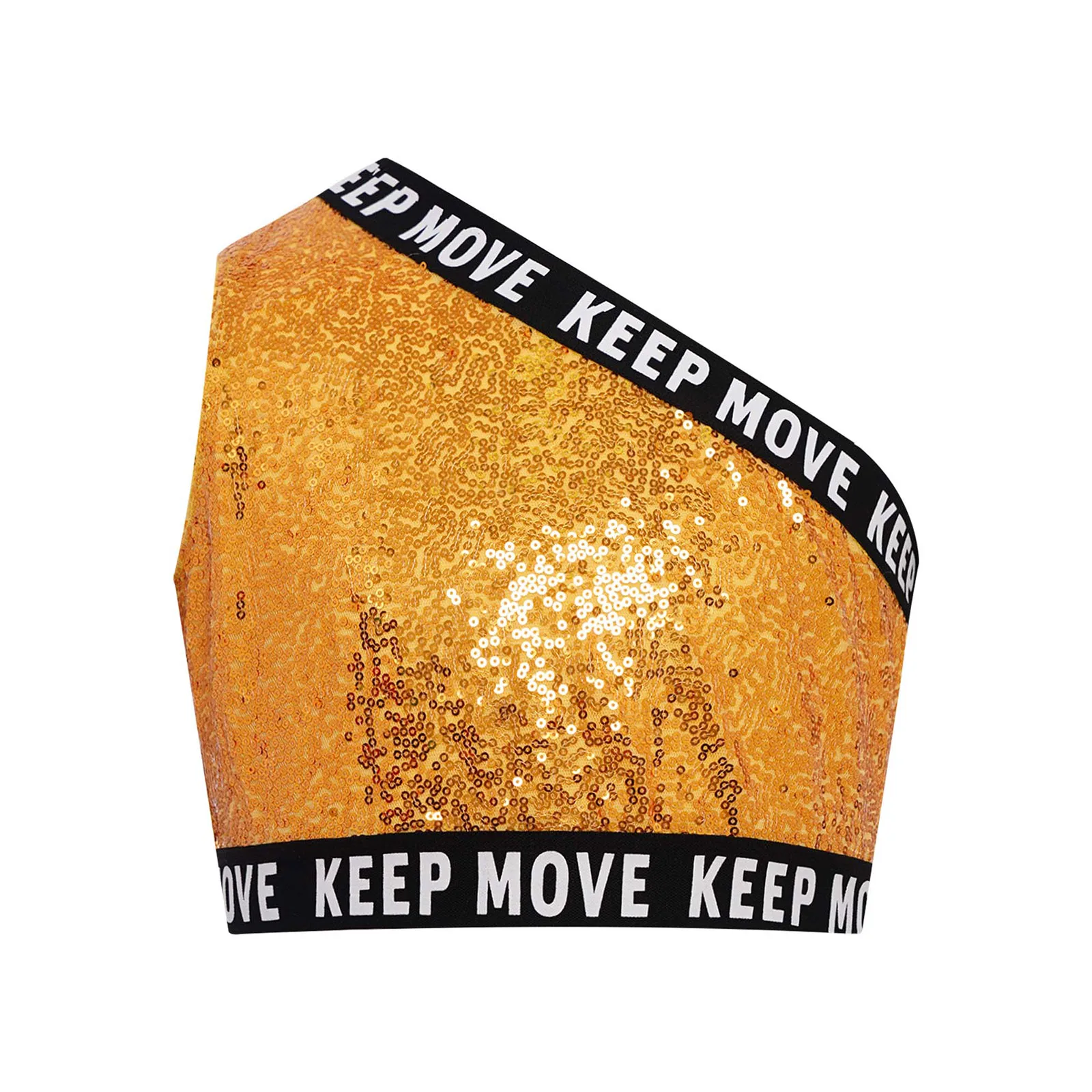 Модная майка в стиле хип-хоп с блестками для девочек, блестящий укороченный жилет на одно плечо для черлидинга, уличная одежда, костюм для джазовых танцев, одежда для выступлений