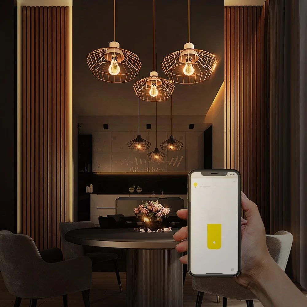 7w a60 e27 ac 220v zigbee 3.0 slimme led gloeilamp dubbele witte (2200k-6500k) vintage edison smart light 2.4g rf afstandsbediening