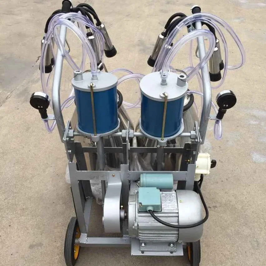 YYHC-cow and goat cluster portable piston double 25L buckets/tank milking machine for sale