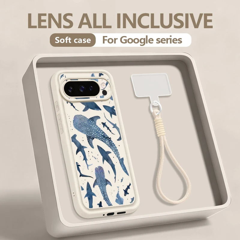 Wal-Muster Schlüsselband Handyhülle für Google Pixel 10 9 8 7 Pro 9A 8A 7A Pixel 9 10 Pro XL Weiche Silikon-Handschlaufe Rückseiten-Cover