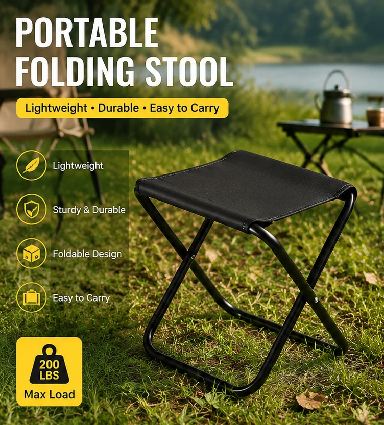 Lightweight Folding Camping Chair Stool Portable Seat with Bag for Outdoor Fishing Hiking Garden Walking Beach Travel