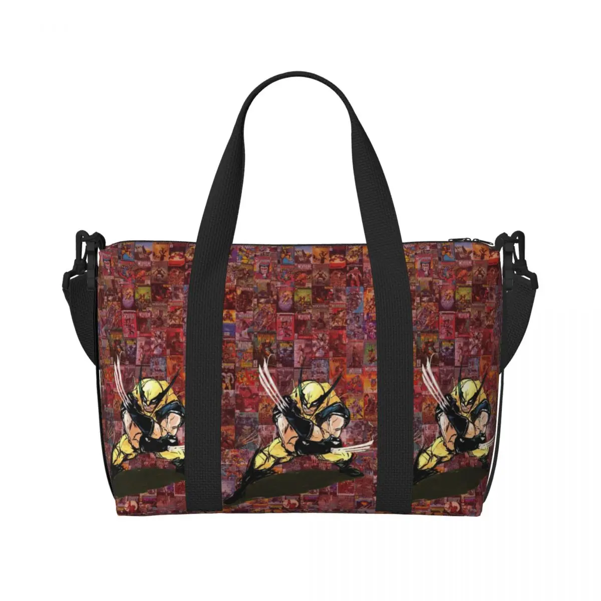 Custom Wolverine Beach Tote Bag Women Superhero Wallpaper Big Compartment Beach Gym Travel Bags