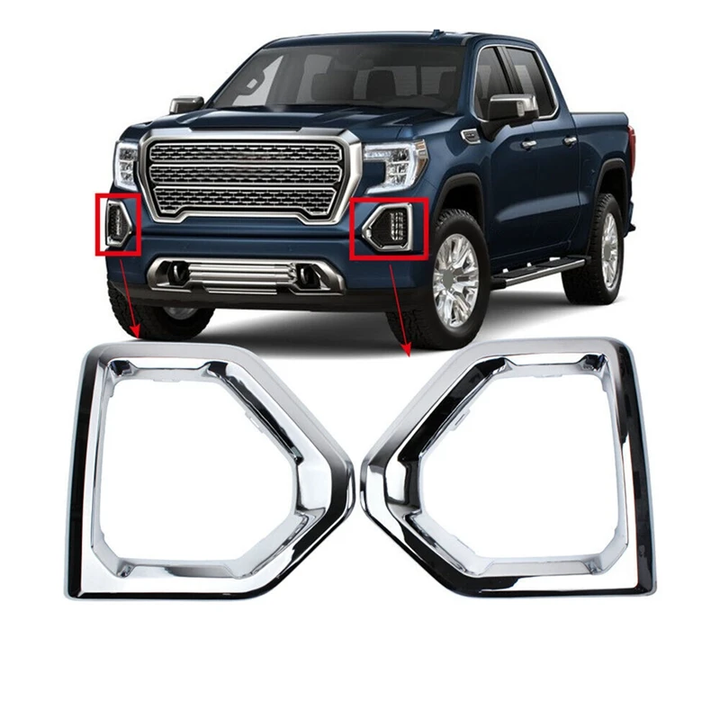 Car Styling Front Fog Light Trim Strip Lampshade Parts For GMC 2019-2021 Fog Light Chrome Decoration Cover 84176753 84176752