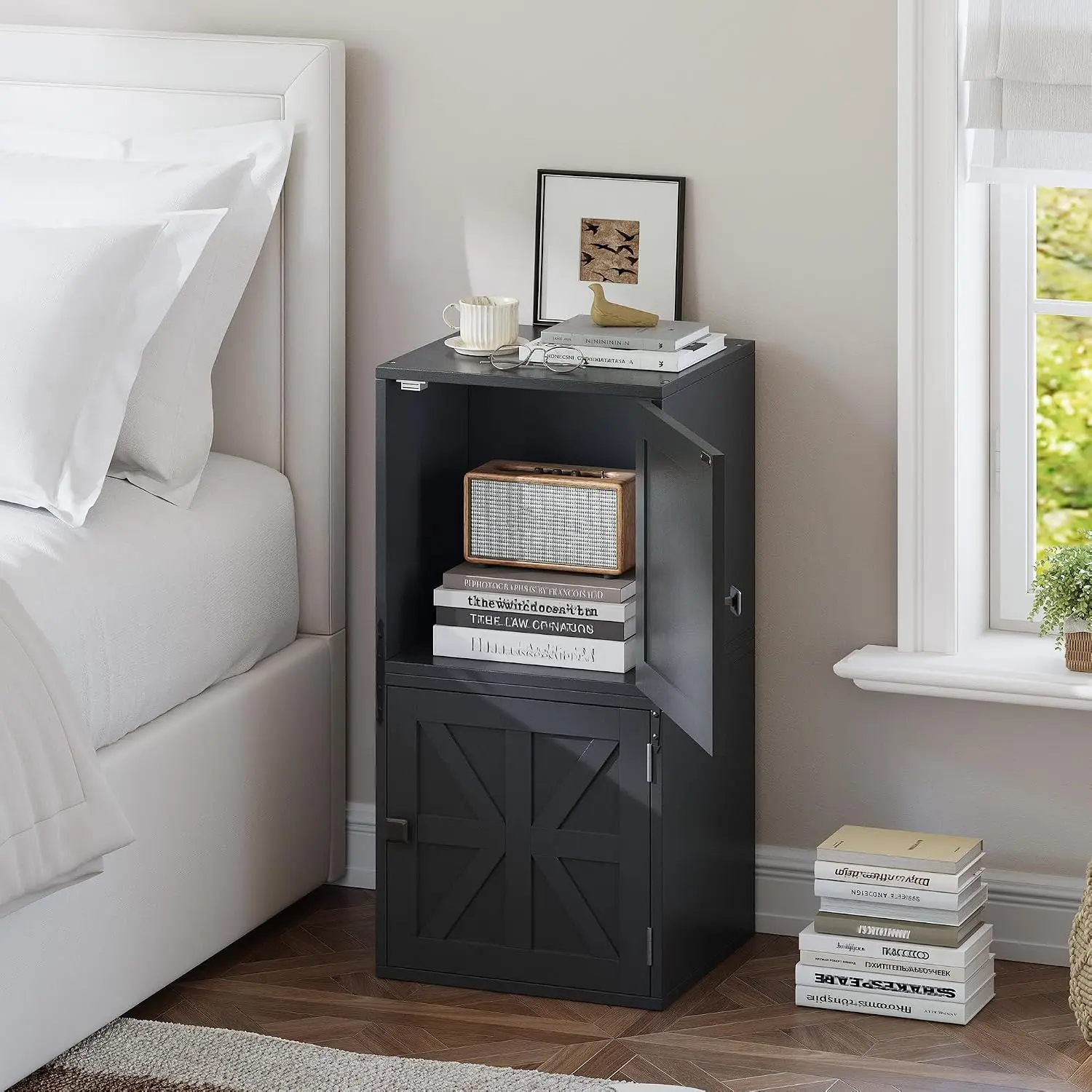4-Cube Storage Organizer with Doors Stackable Shelf Anti-Tip for Bedroom Dorm Office 30