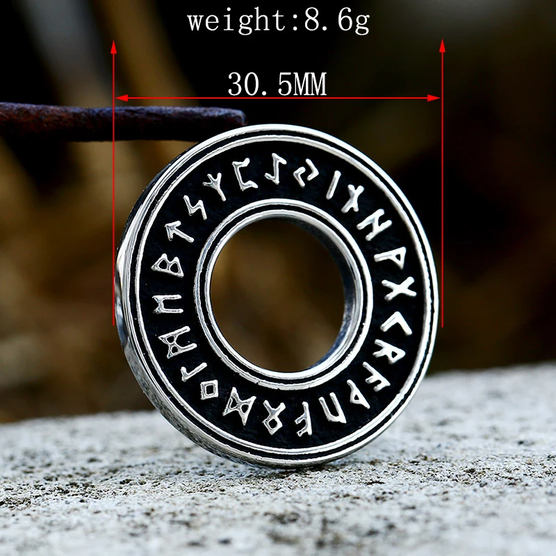 Beier 316L Stainless Steel Nordic Amulet Necklace Round Pendant Viking Rune Pirate Men\'s Pendant High Quality Jewelry LLBP8-105P