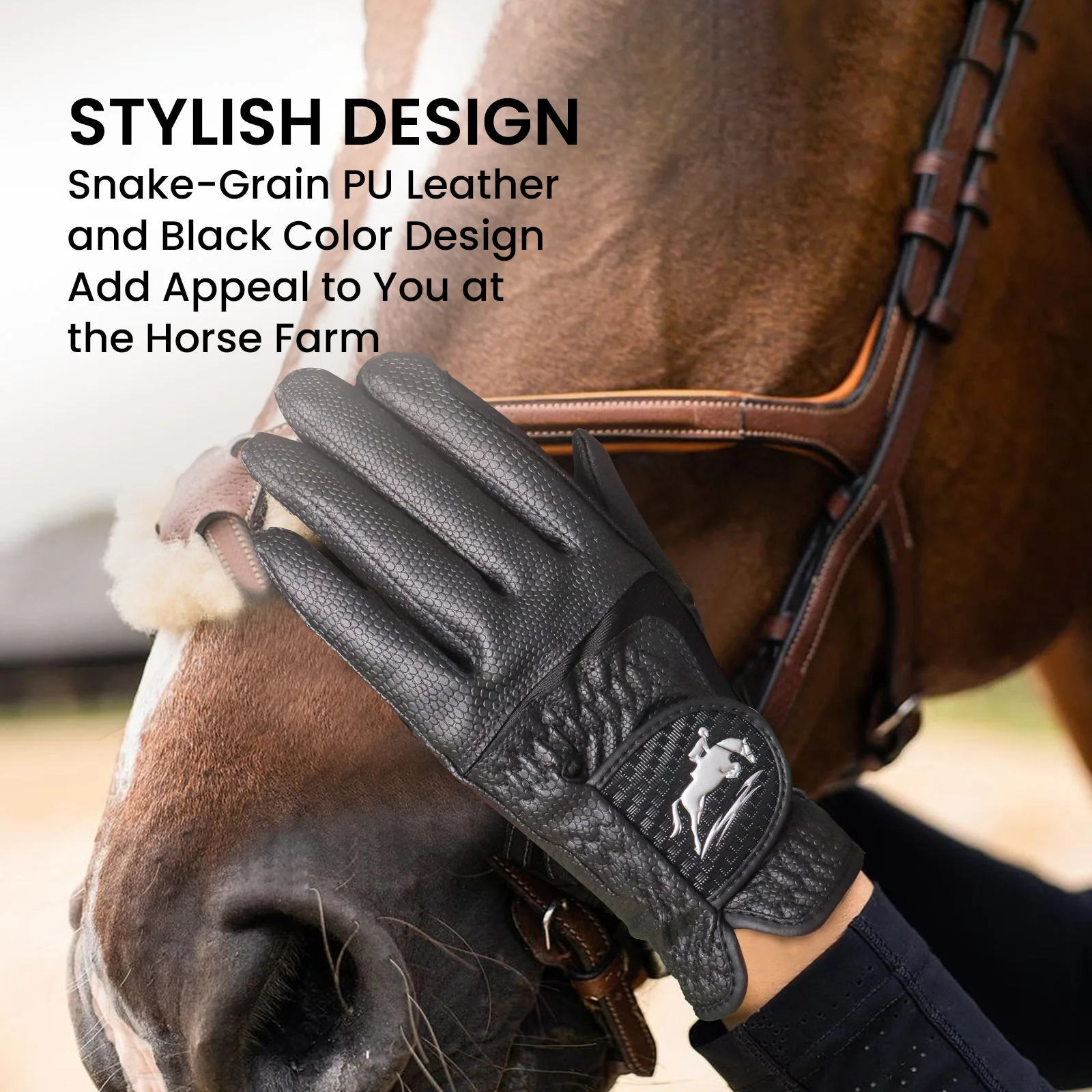 Womens Horse Riding Gloves Performance Touchscreen Grips with Breathable Stretch PU Leather for Enhanced Control