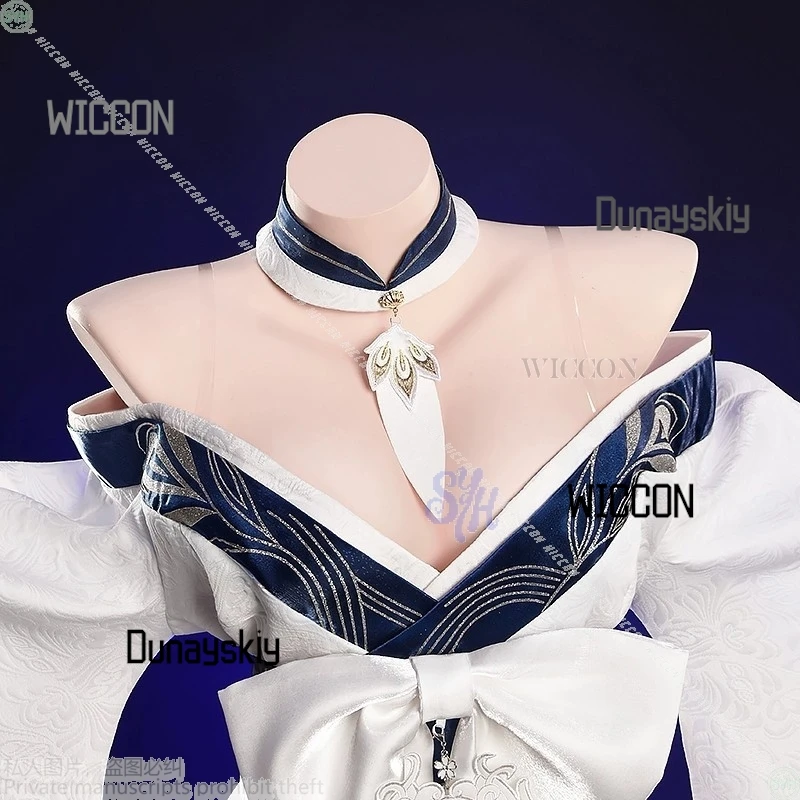 متجر الصفصاف كوس أزور لين كوسبلاي هاكوهو زي ياباني مثير أبيض عميق على شكل حرف V كيمونو عالي الشق لوليتا باروكات حفلة الهالوين كوسبفلي #5