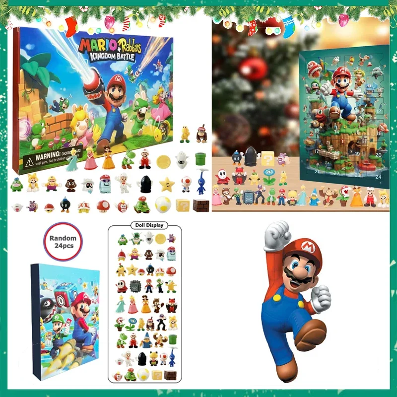 

Mario Bros Advent Calendar Gift Box Toy Set Doll Children Christmas 24 Day Countdown Comes Gifts Game Peripherals Minifigure