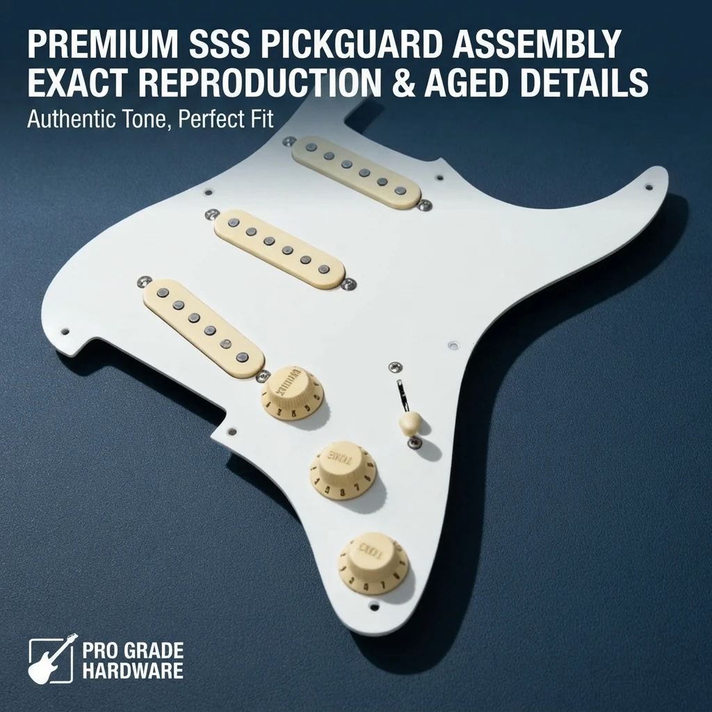 Single Coil 1957 SSS 8 Hole Prewired Pickguard Assembly, 5-Way Switch, 250K Pots Mounting Screws for ST Style Electric Guitars