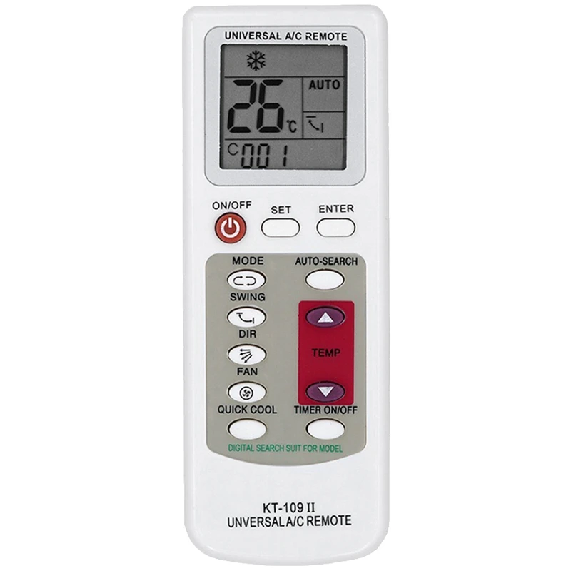 

KT-109II Air Conditioner Remote Control Universal Replacement Air Conditioner LCD Display Remote Control With Base
