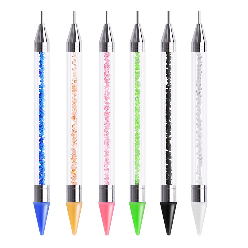 1PCS อะคริลิค Double HEAD Rhinestone Picker Dotting ปากกาคริสตัลลูกปัด Handle WAX ดินสอเล็บเจาะปากกาเล็บเครื่องมือ # 5